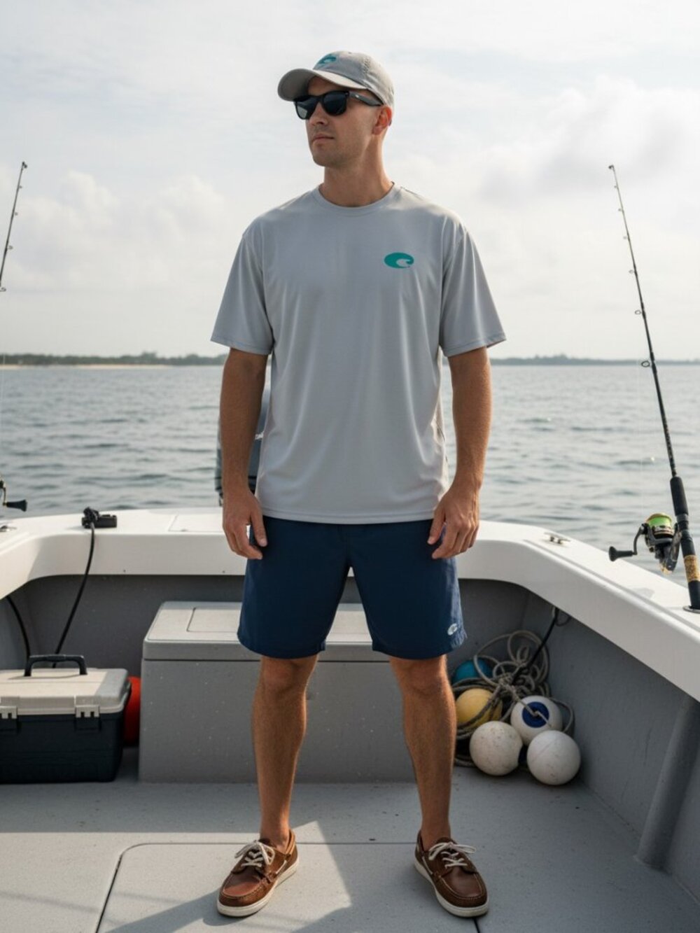 Costa Del Mar Performance Shirt Mens Small White Excellent Marlin Graphic Tee